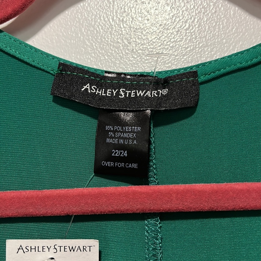 NWT Ashley Stewart Kelly GREEN Long sleeve V neck MIDI dress - Picture 5 of 11